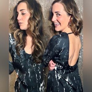 Diesel Elegant Black and White Women's Backless Blouse Size XS